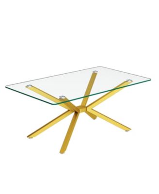  Clear Glass Coffee Table with Gold Legs