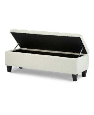 Streamdale Beige Boucle Ottoman Bench with Storage - 300 lbs Capacity