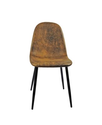 Streamdale Extendable White Dining Table & Brown Suede Chair Set (4-Piece