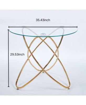  Modern Glass Dining Table with Golden Metal Legs