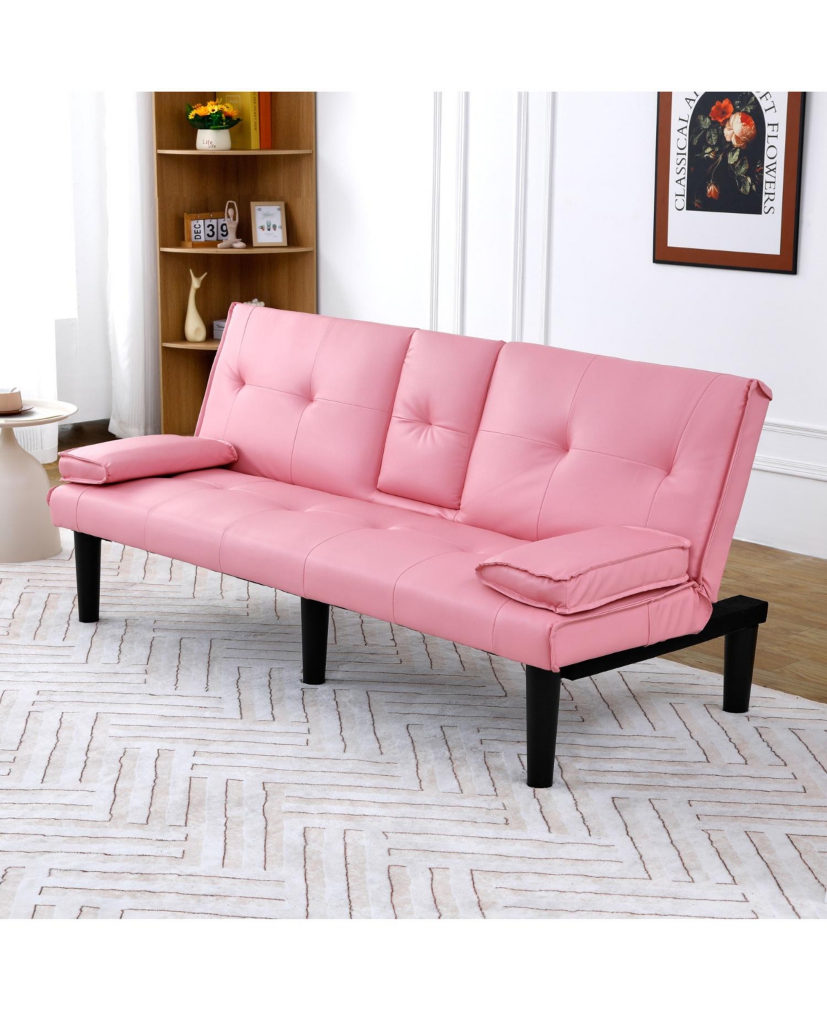 Streamdale Furniture 67" Pvc Sofa Bed with Foldable Design & Cup Holder