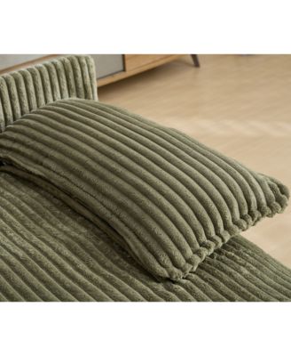 Oversized Corduroy Chaise Lounge Sofa Bed with Pillows