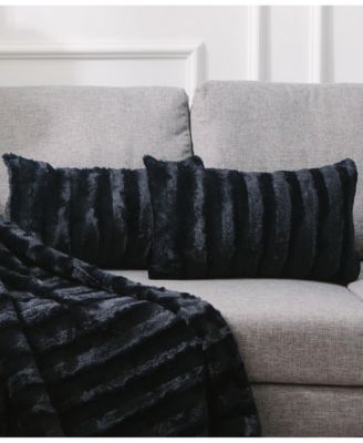 Faux-Fur 2-Pack Decorative Pillows, 12" x 20"