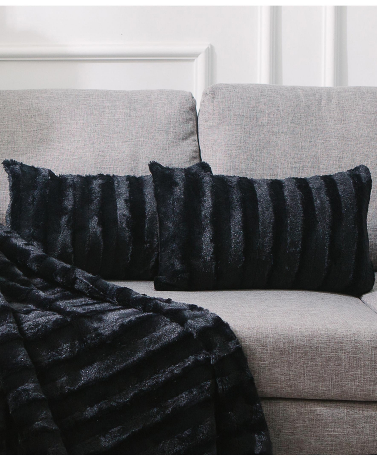 Cheer Collection Faux-Fur 2-Pack Decorative Pillows, 12" x 20"