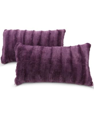 Faux-Fur 2-Pack Decorative Pillows, 12" x 20"