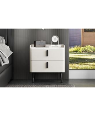 Streamdale Gray Nightstand with Marble Top & 2 Drawers