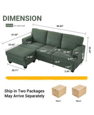 Streamdale 86" L-Shaped Sectional Sofa with Ottoman