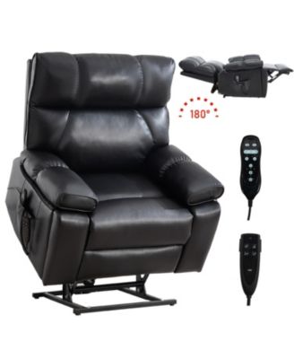 Streamdale Black Leatheraire Power Lift Recliner with Heat & Massage