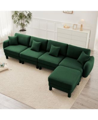 Streamdale Boucle Convertible Sectional Sofa with Ottoman