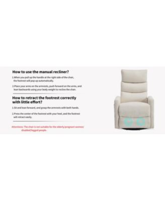 Heat Massage Rocker Swivel Recliner Chair, Beige