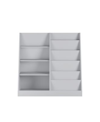 Kids Bookshelf Toy Storage Organizer, 4 Tier Wooden Bookcase, Gray