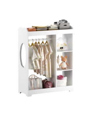 + 1 Pc. + Wood + Mirror, Rack, Hooks & Shelves + Kids Dress Up Storage