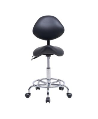 Saddle Stool Chair with Backrest, Swivel Hydraulic Tilt Seat, Wheels & Footrest for Medical, Dental & Clinic Use