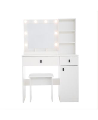 Streamdale Vanity Desk with Adjustable Lights, Drawers & Storage