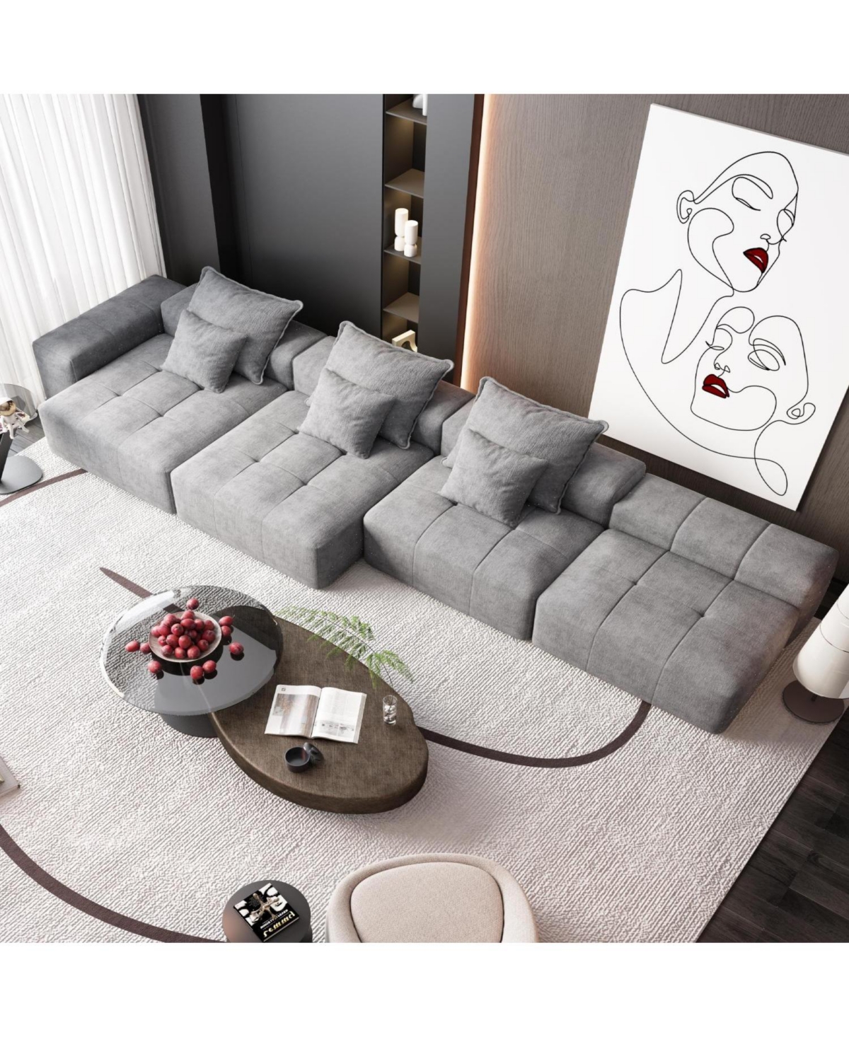 Streamdale Furniture Modern Chenille Sectional Sofa with Pillows