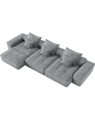 Modern Chenille Sectional Sofa with Pillows 