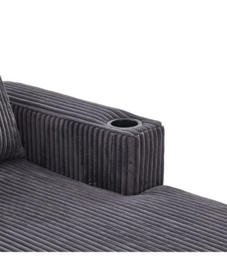 Streamdale Corduroy Oversized Recliner Sofa w/ USB, LED, Cup Holder