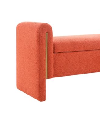 Teddy Bed End Bench with Arms & Storage - Orange