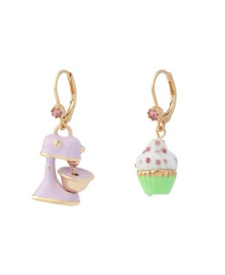 Faux Stone Sweetheart Cupcake Mismatch Drop Earrings