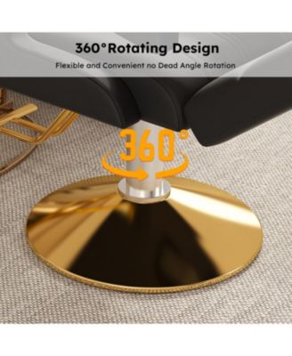 Hydraulic Barber Chair - 360 Swivel, Reclining, Black & Gold