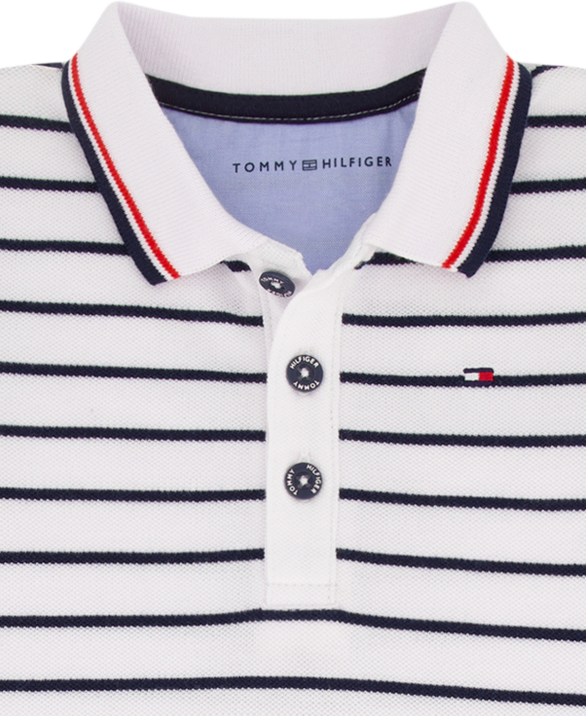 Tommy Hilfiger Baby Boys' Striped Pique Knit Collared Polo Shorts Romper