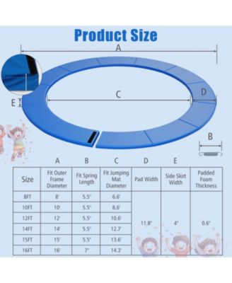 14FT Trampoline Spring Cover Universal Trampoline Replacement Pad w/Split Design