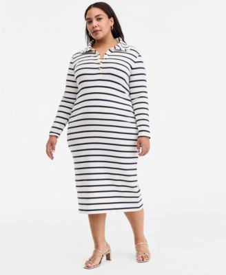 Trendy Plus Size Kerry Stripe Sailor Midi Dress