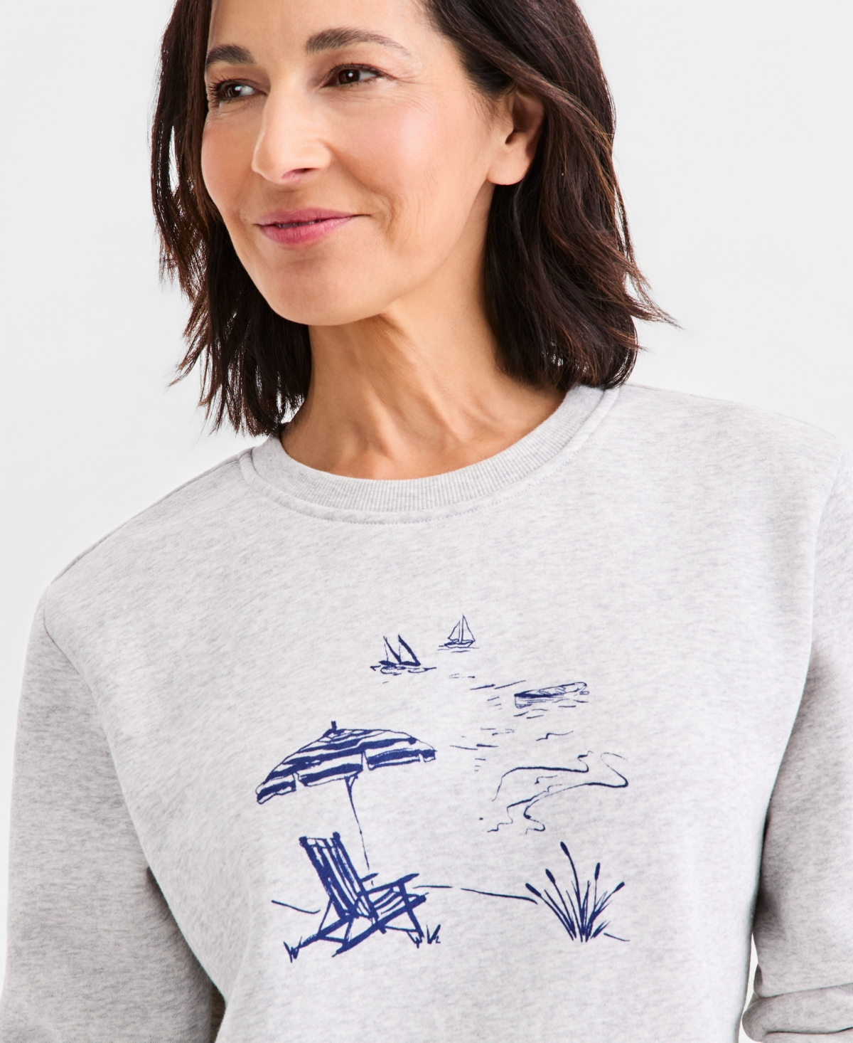 Style & Co Women's Graphic Fleece Crewneck Sweatshirt, Macy's Exclusive