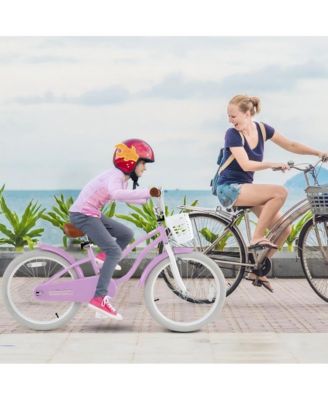 Kids Training Bike with Adjustable Seat Hand Brake Coaster Brake and Basket for Young Riders