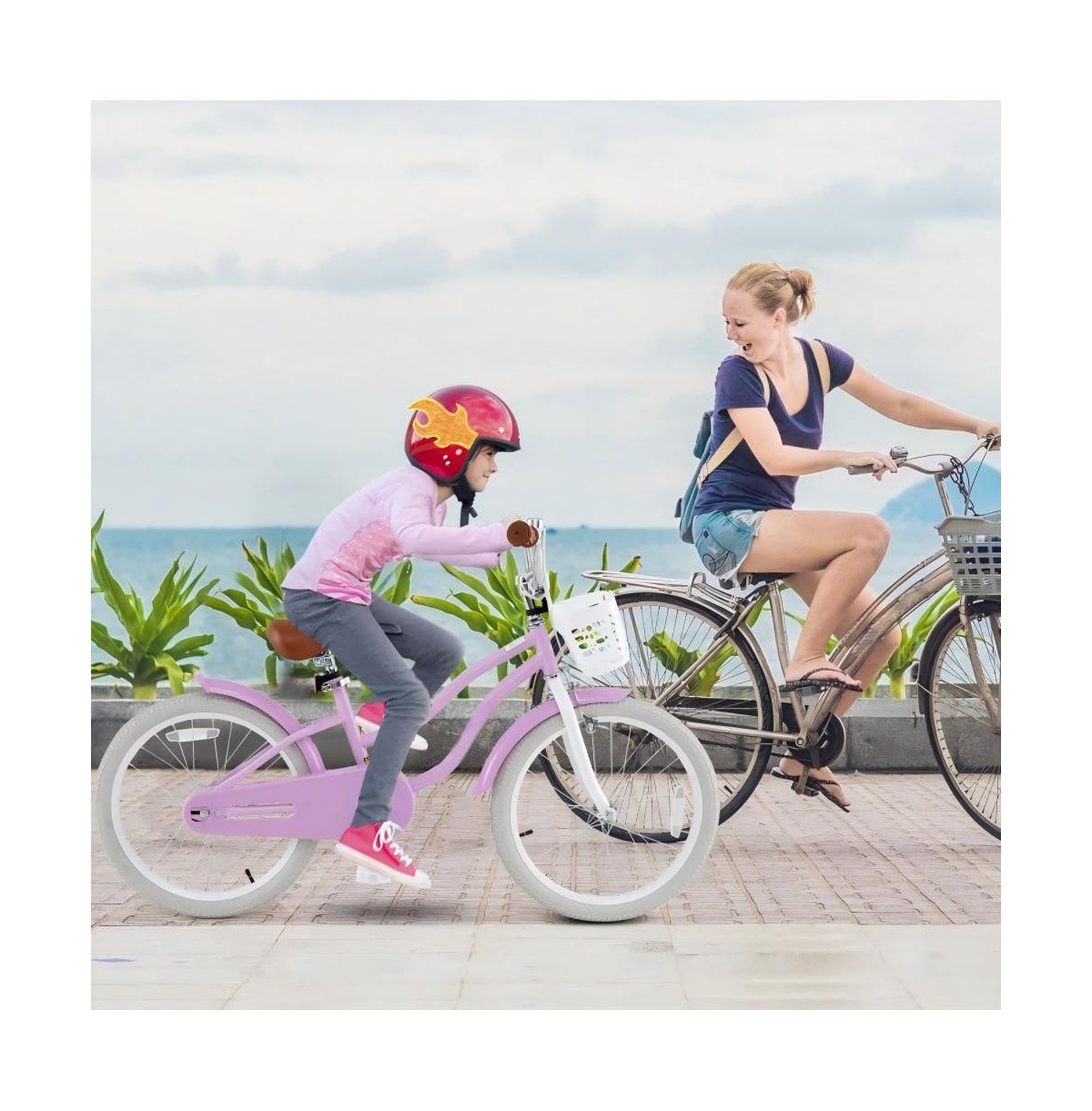 Hongge Kids Training Bike with Adjustable Seat Hand Brake Coaster Brake and Basket for Young Riders