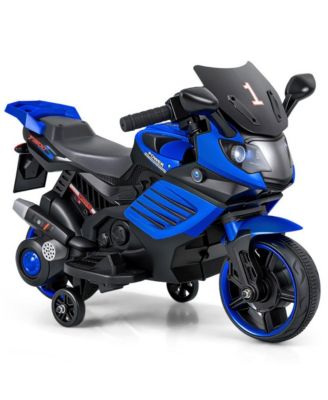 Kids Electric Ride-On Motorcycle with Training Wheels and Lights