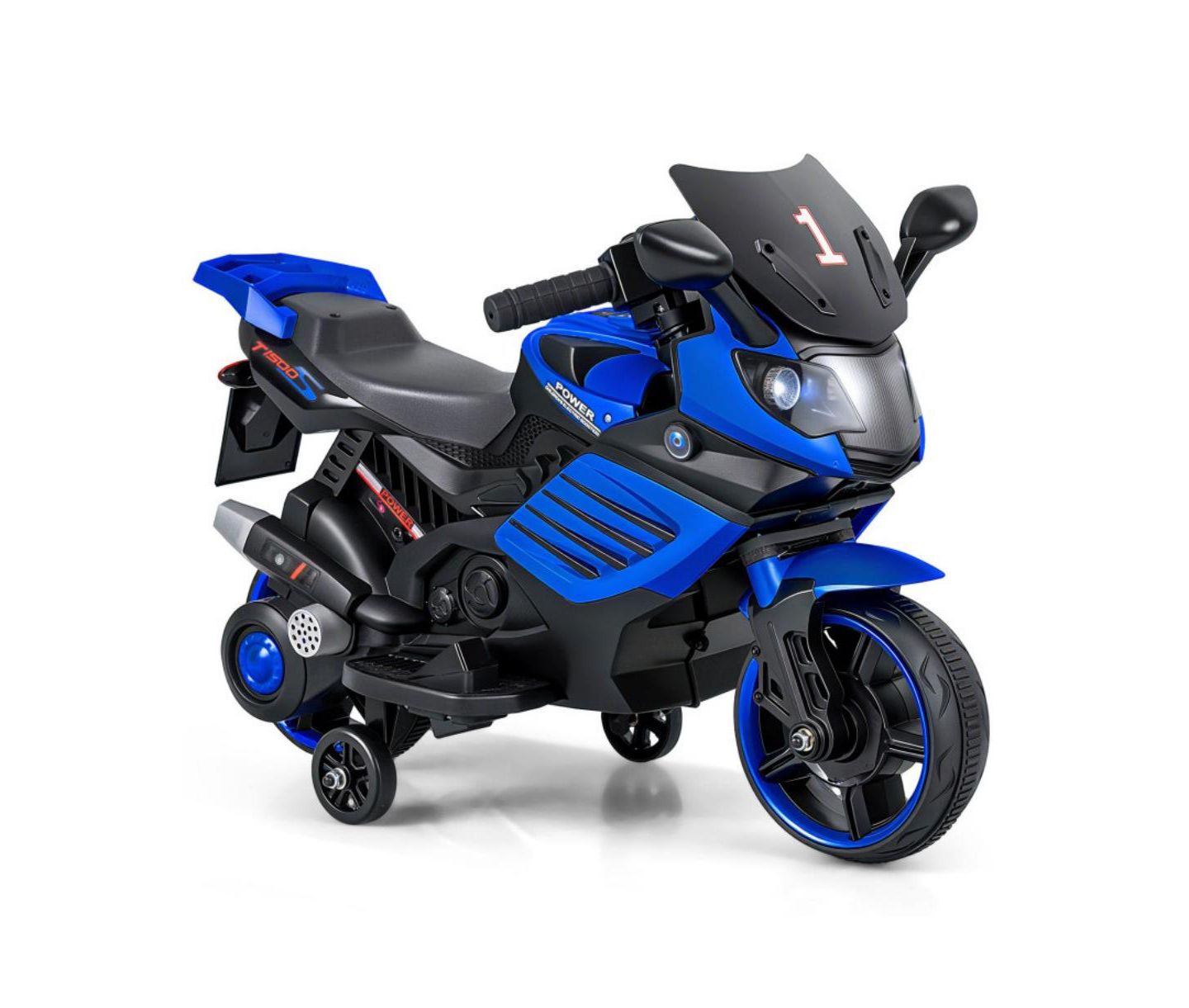 Детская игрушка HONGGE Electric Ride On Motorcycle with Training Wheels and LED Headlights, Ages 3+, цвет: Тёмно-синий — фото 1