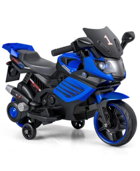 Детская игрушка HONGGE Electric Ride On Motorcycle with Training Wheels and LED Headlights, Ages 3+, цвет: Тёмно-синий