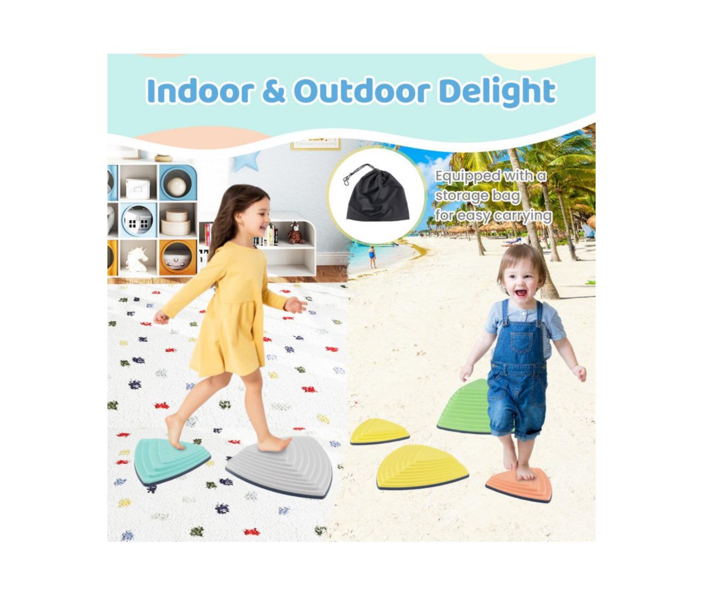 Детские игрушки HONGGE Balance Stepping Stones Set of Six, Ages 3+, цвет: Разноцветный — фото 6