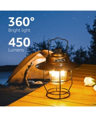 Vintage LED Rechargeable Metal Camping Lantern, Dimmable 3 Lighting Modes, Up to 450LM