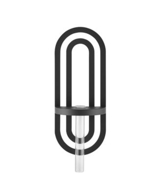 Jacob Modern Black Metal Double Oval Frame Clear Glass Wall Mounted Vase