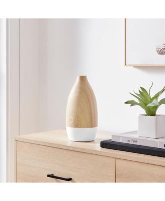 Nora Flask Teardrop Two Tone Tabletop Vase - White and Beech