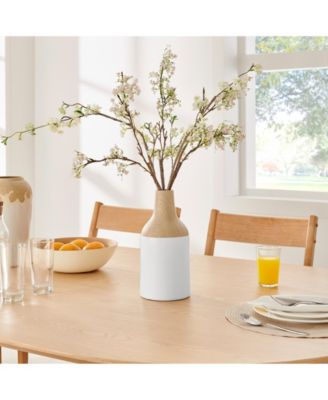 Nora Kanna Bottle Two Tone Tabletop Vase - White and Beech