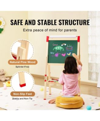 Kids Art Easel with Adjustable Height Double Sided Magnetic Board and Complete Drawing Accessories