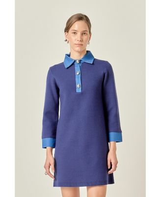 Women's Mixed Media Knit Dress With Denim