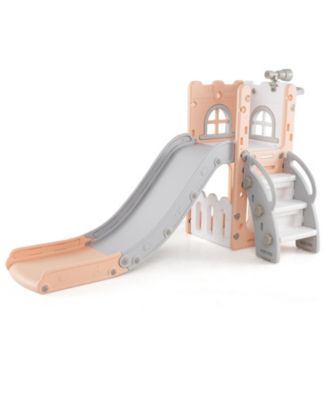 6-in-1 Toddler Slide and Playground Set with Basketball Hoop and Climbing Ladder