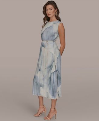 Women's Sleeveless Pleated A-Line Midi Dress