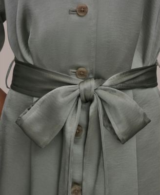 Women's Spread Collar Midi Shirt Dress