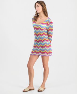 Juniors' Chevron Dress Swim Cover-Up