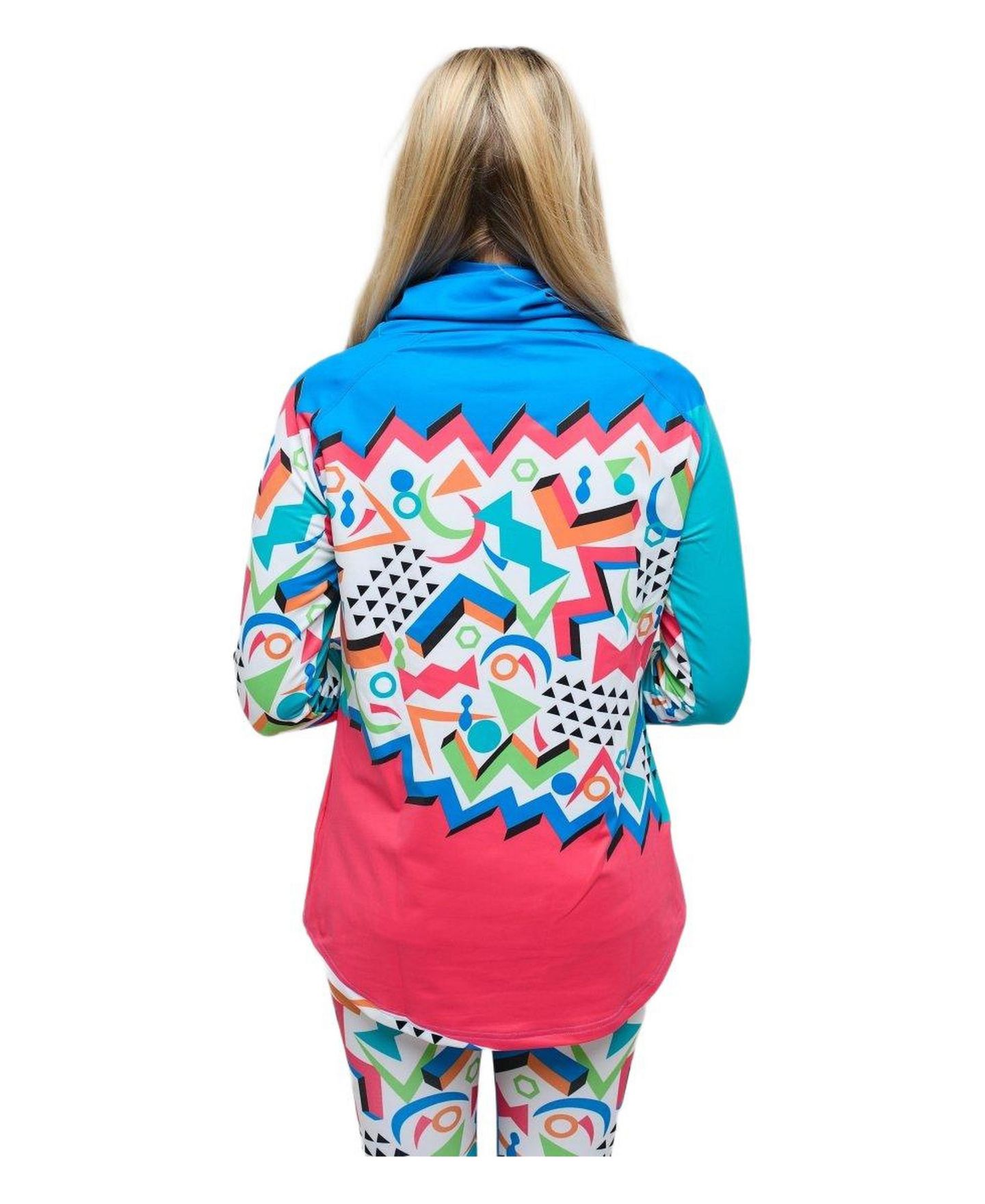 Женский топ OOSC High Neck Baselayer - Nuts, цвет: Colorful Geometric Pattern — фото 2