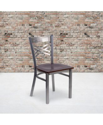 Clear Coated "X" Back Metal Restaurant Dining Chair