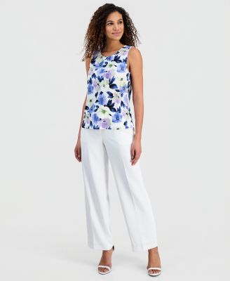 Women's Sleeveless Shirred-Neck Shell 