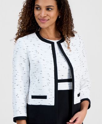 Women's Framed Tweed Collarless Jacket