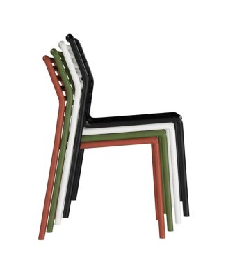 5-Piece Outdoor Indoor Metal Patio Dining Table Set With Stackable Plastic Patio Side Chairs