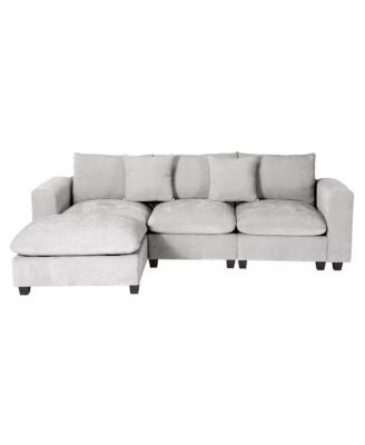 99" Modular Chenille L-Shaped Sectional Sofa and Chaise With USB/Type-C Ports and Side Pockets